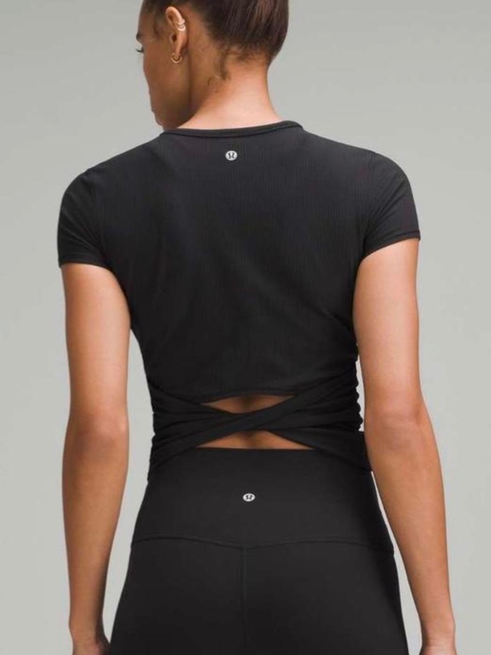 Lululemon All It Takes Back-Twist Rib Short Sleeve Shirt NWT Black Size 12